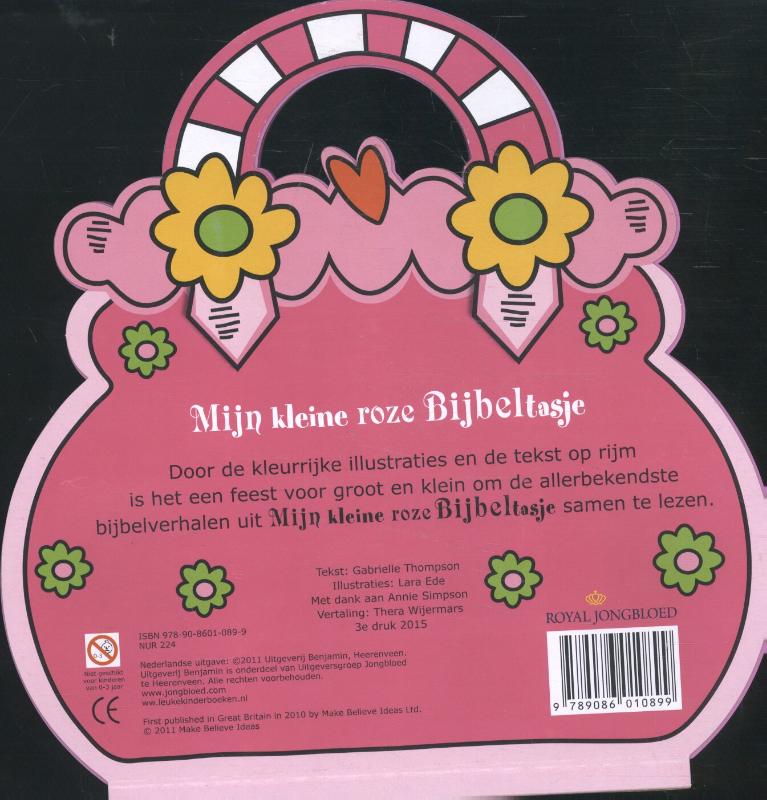 Achterkant van Mijn kleine roze bijbeltasje