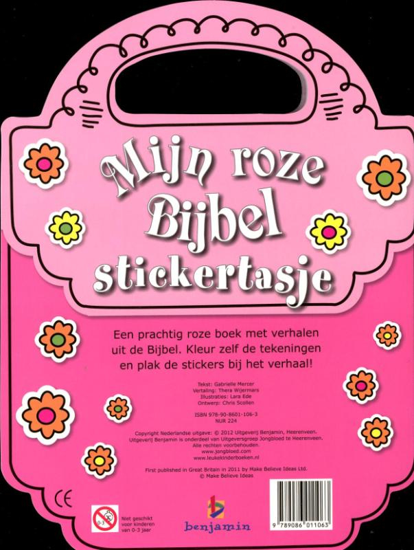 Achterkant van Mijn roze Bijbel stickertasje