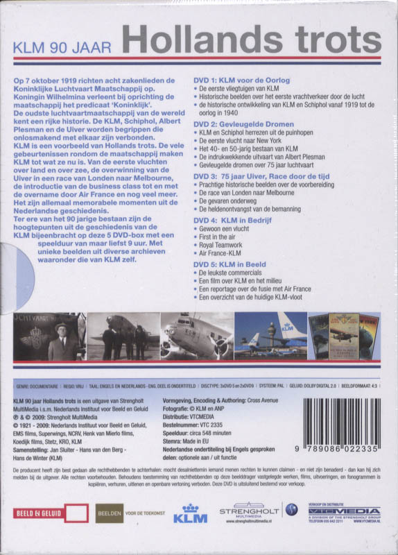 Achterkant van KLM 90 jaar Hollands trots
