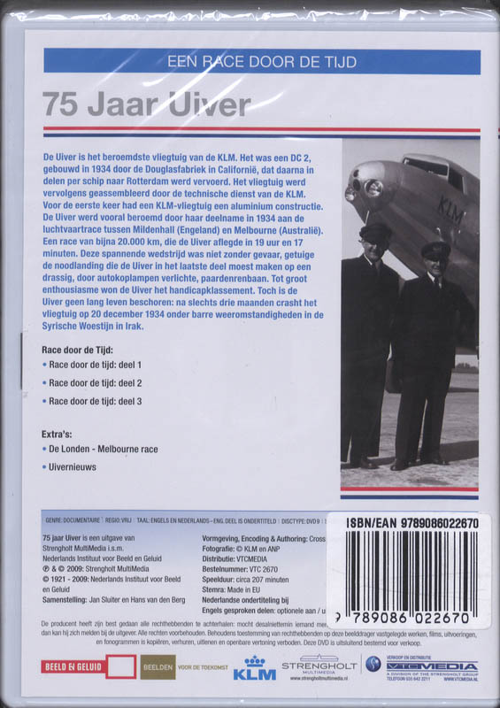 Achterkant van 75 jaar Uiver