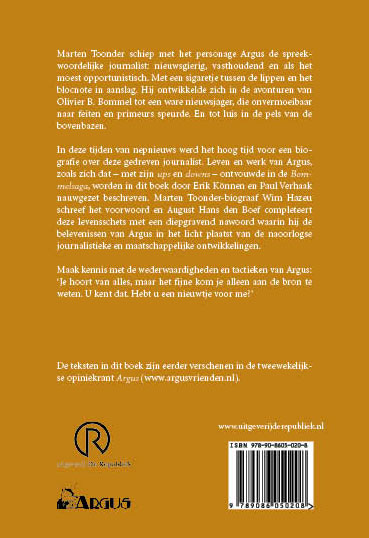 Achterkant van Argus, de biografie