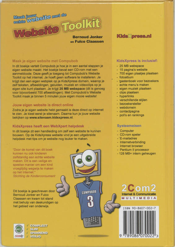 Achterkant van CompuBob's Website Toolkit