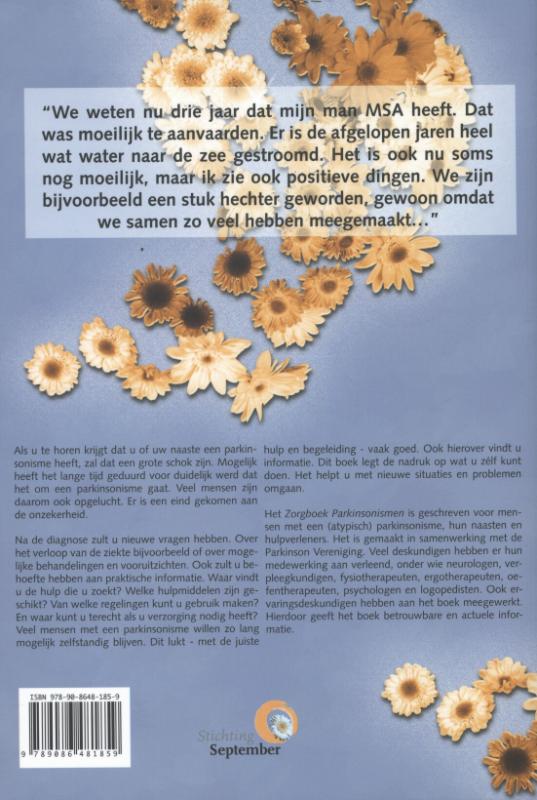 Achterkant van Zorgboek Parkinsonismen