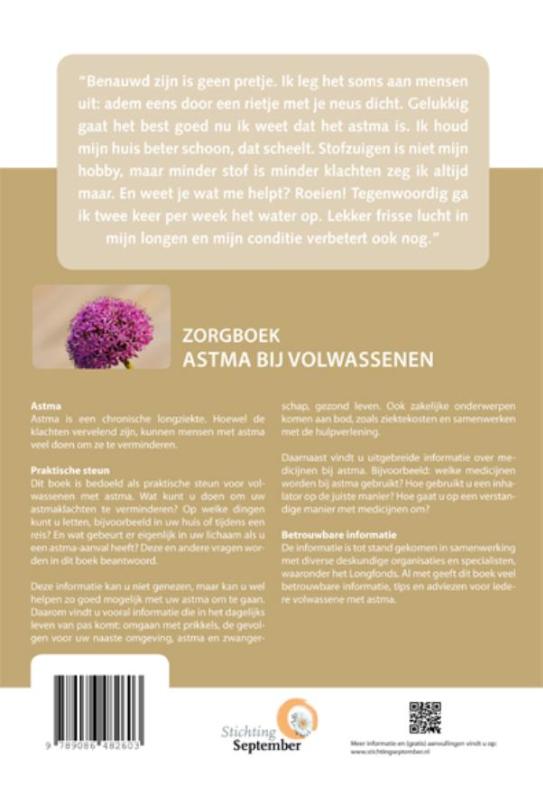 Achterkant van Zorgboek Astma bij volwassenen
