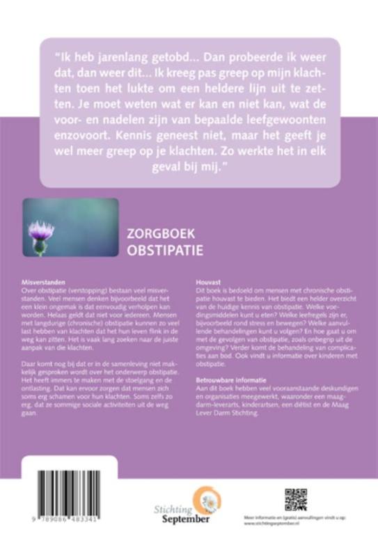 Achterkant van Zorgboek obstipatie