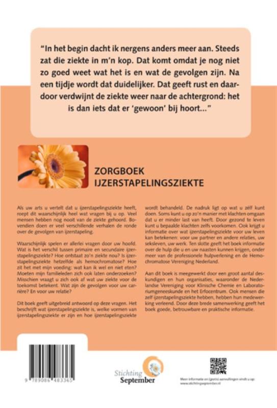 Achterkant van Zorgboek IJzerstapelingsziekte