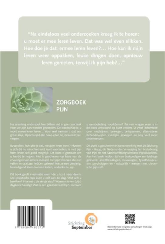 Achterkant van Zorgboek pijn