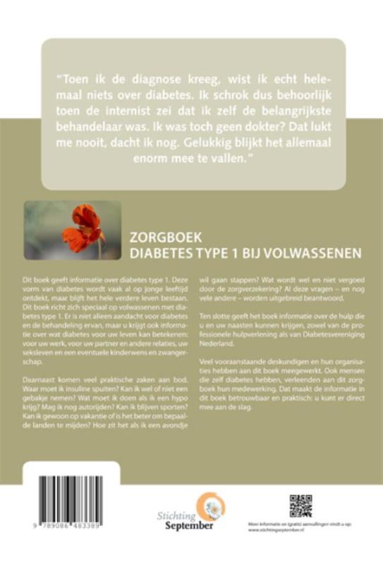Achterkant van Zorgboek Diabetes type 1 bij volwassenen