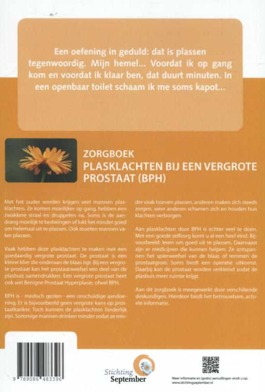 Achterkant van Zorgboek Plasklachten bij een vergrote prostaat (BPH)
