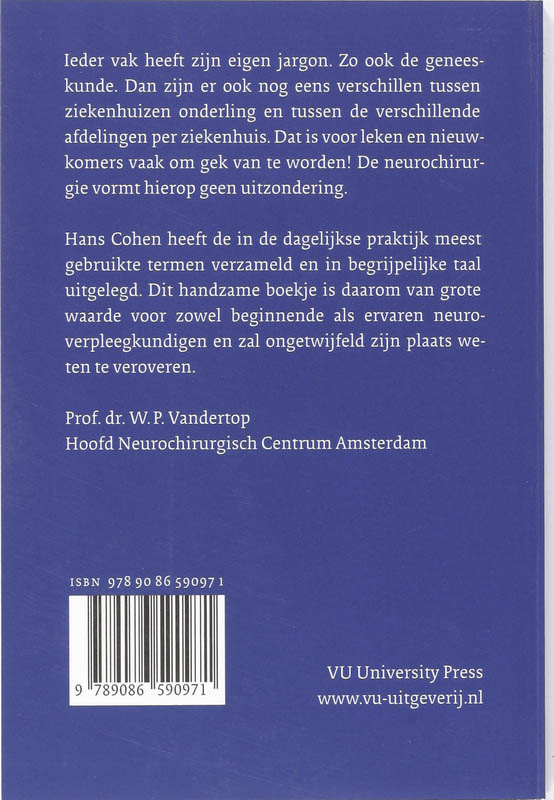 Achterkant van Zakwoordenboek neurochirurgie