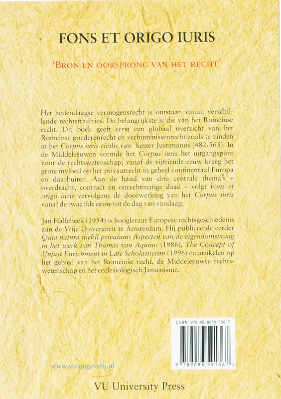 Achterkant van Fons et origo iuris