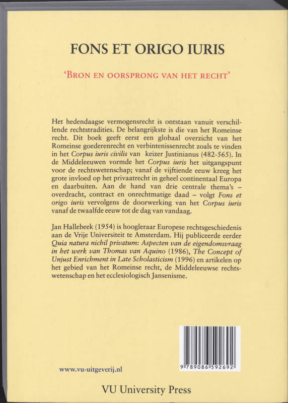 Achterkant van Fons et origo iuris