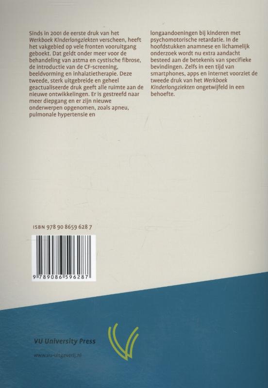 Achterkant van Werkboek kinderlongziekten