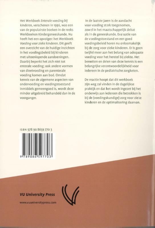 Achterkant van Werkboek Voeding voor zieke kinderen