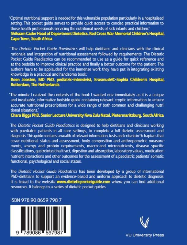 Achterkant van Dietetic Pocket Guide Paediatrics