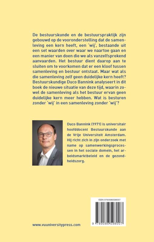 Achterkant van Besturen zonder wij