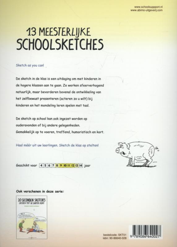 Achterkant van 13 meesterlijke schoolsketches