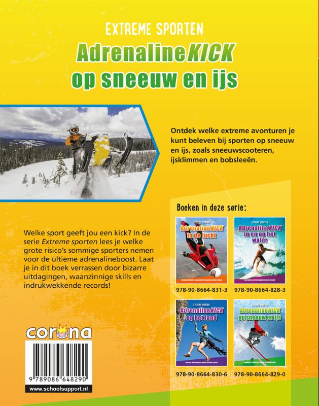 Achterkant van Adrenalinekick op sneeuw en ijs