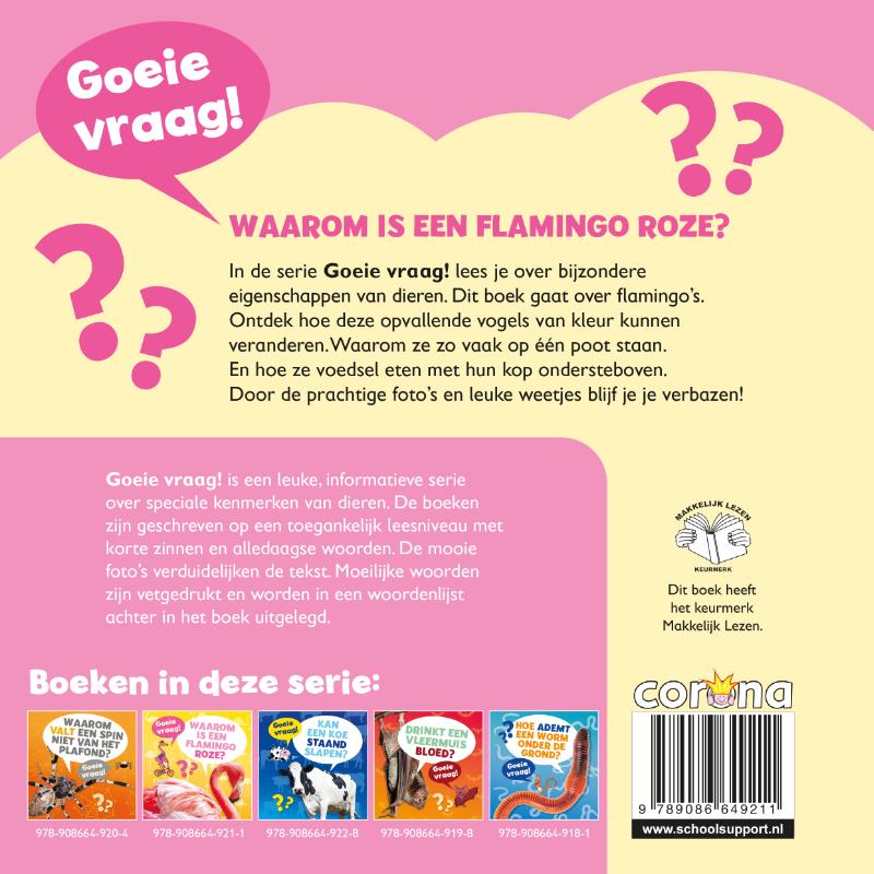 Achterkant van Waarom is een flamingo roze?
