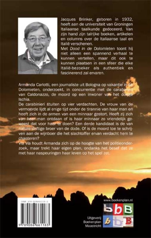 Achterkant van Dood in de Dolomieten