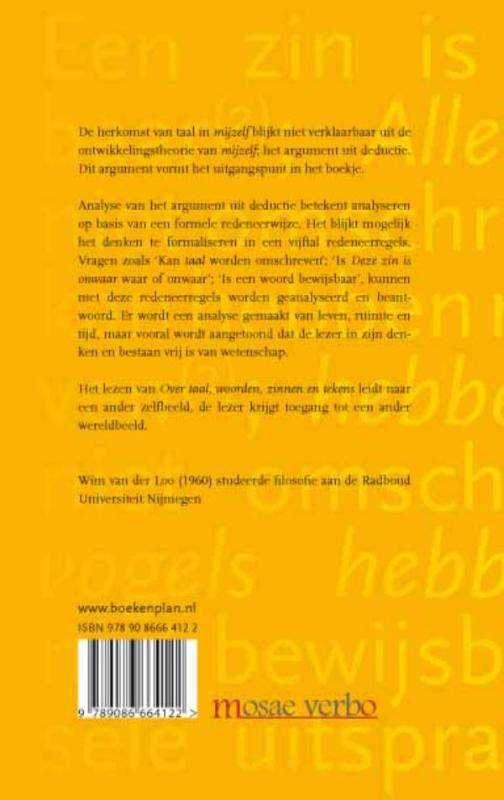 Achterkant van Over taal, woorden, zinnen en tekens