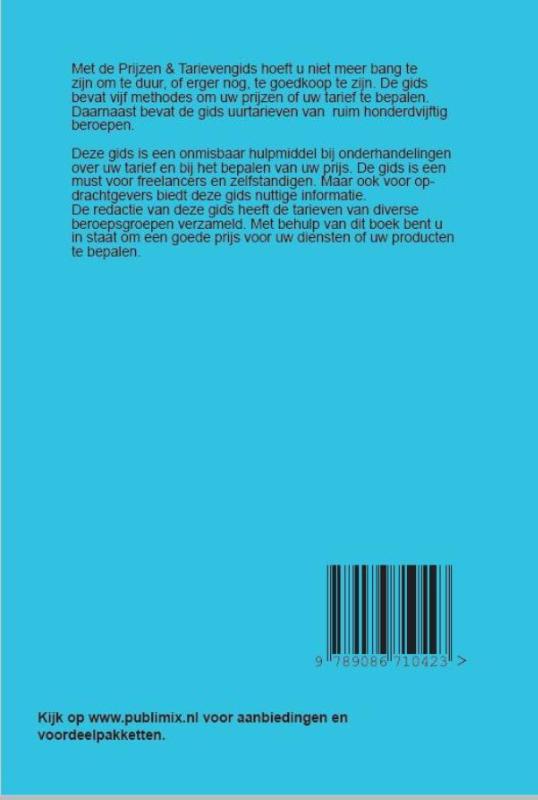 Achterkant van Prijzen & Tarievengids 2016