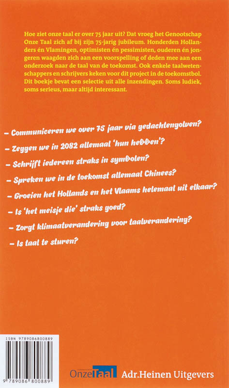 Achterkant van De toekomst van het Nederlands
