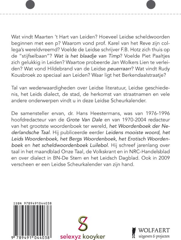 Achterkant van De Leidse Scheurkalender 2011