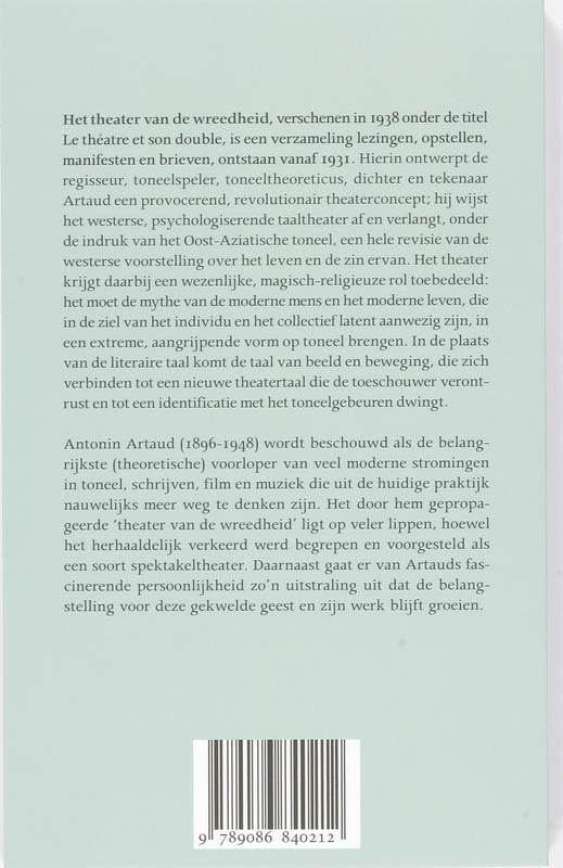 Achterkant van Het theater van de wreedheid