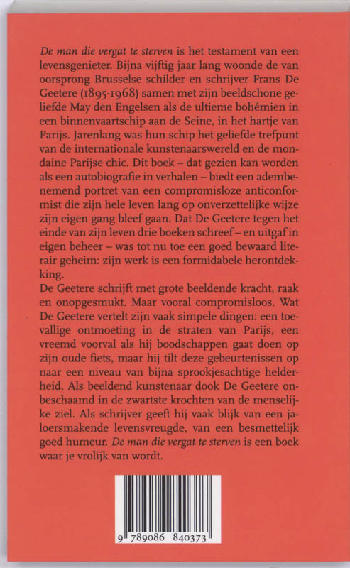 Achterkant van De man die vergat te sterven