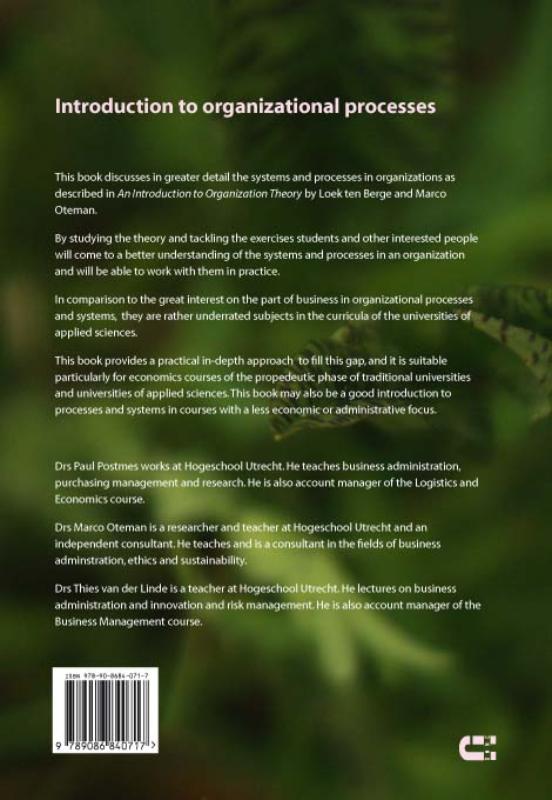 Achterkant van Introduction to organizational processes