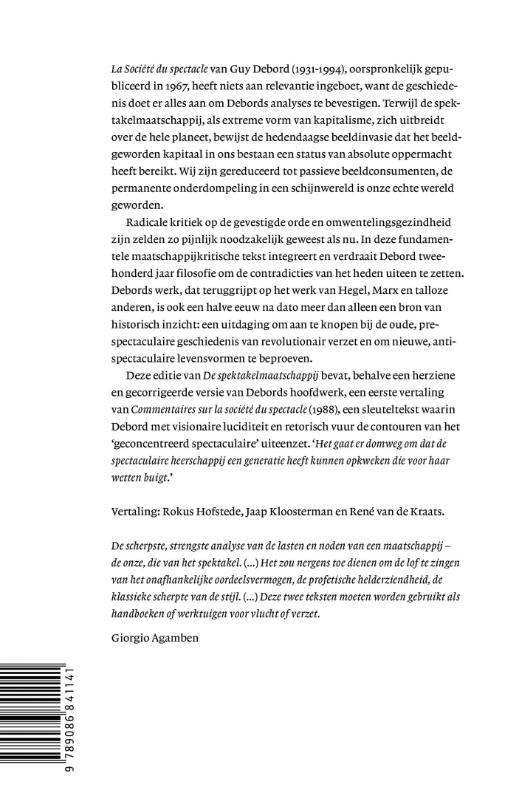 Achterkant van De spektakelmaatschappij & commentaar op de spektakelmaatschappij