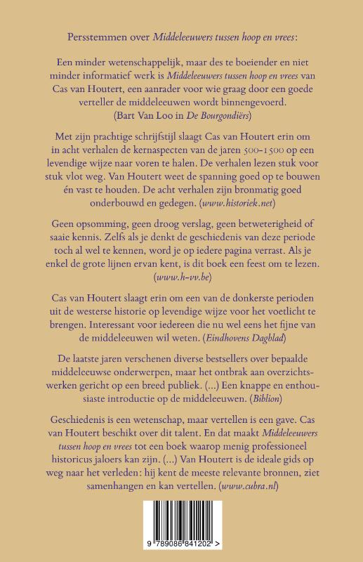 Achterkant van Middeleeuwers tussen hoop en vrees