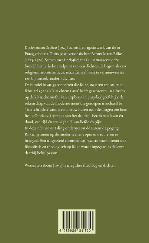 Achterkant van De sonnetten aan Orpheus