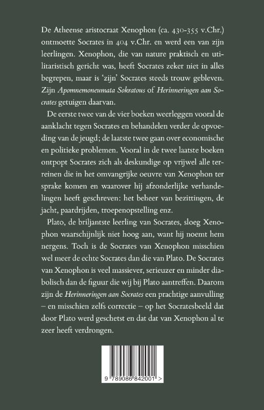 Achterkant van Herinneringen aan Socrates