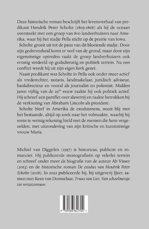 Achterkant van De exodus van Hendrik Peter Scholte naar Pella