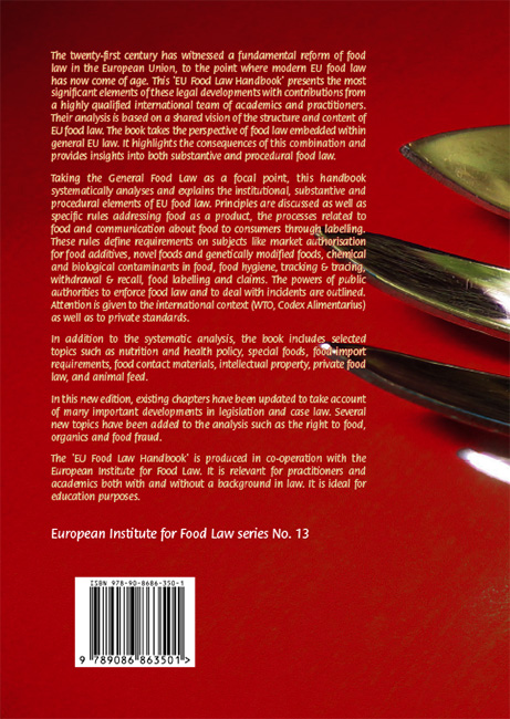 Achterkant van EU Food Law Handbook