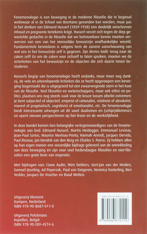 Achterkant van De vele gezichten van de fenomenologie