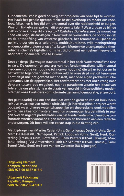 Achterkant van Fundamentalisme face to face