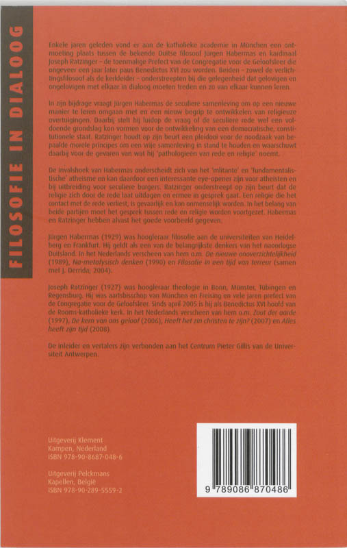 Achterkant van Dialectiek van de secularisering