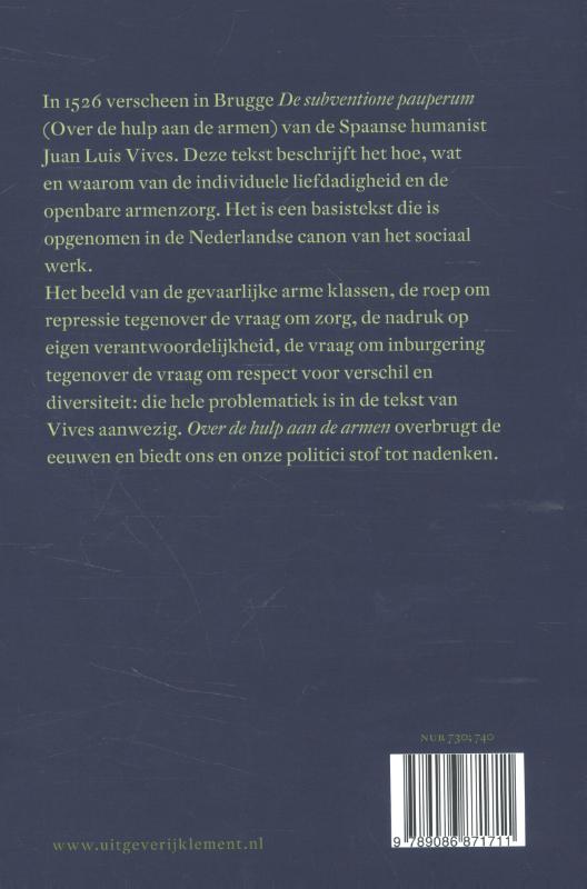 Achterkant van Over de hulp aan de armen