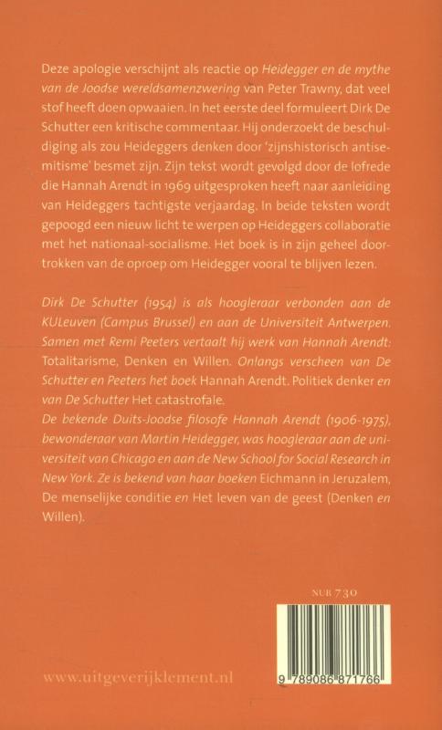Achterkant van Martin Heidegger – een apologie