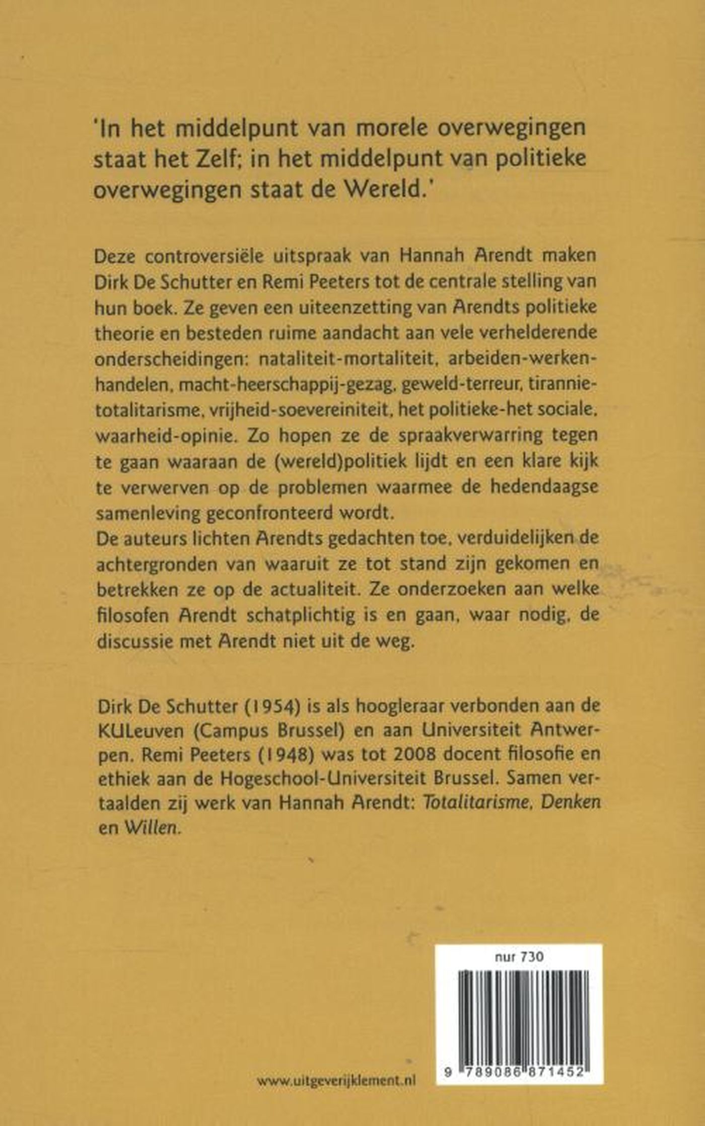 Achterkant van Hannah Arendt