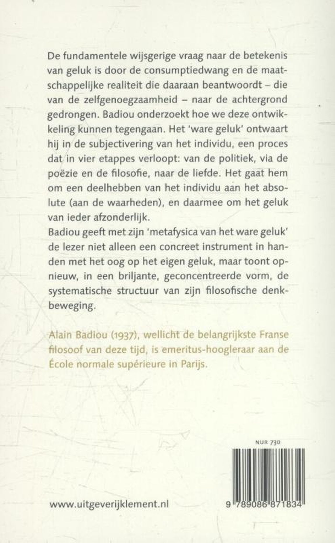 Achterkant van Filosofie van het ware geluk