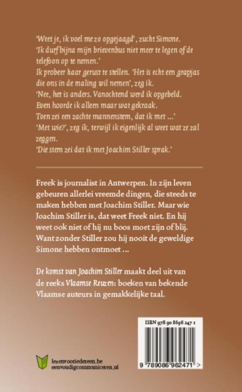 Achterkant van De komst van Joachim Stiller