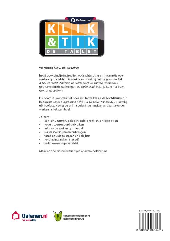 Achterkant van Klik & Tik de tablet