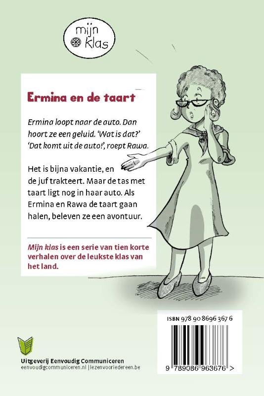 Achterkant van Ermina en de taart