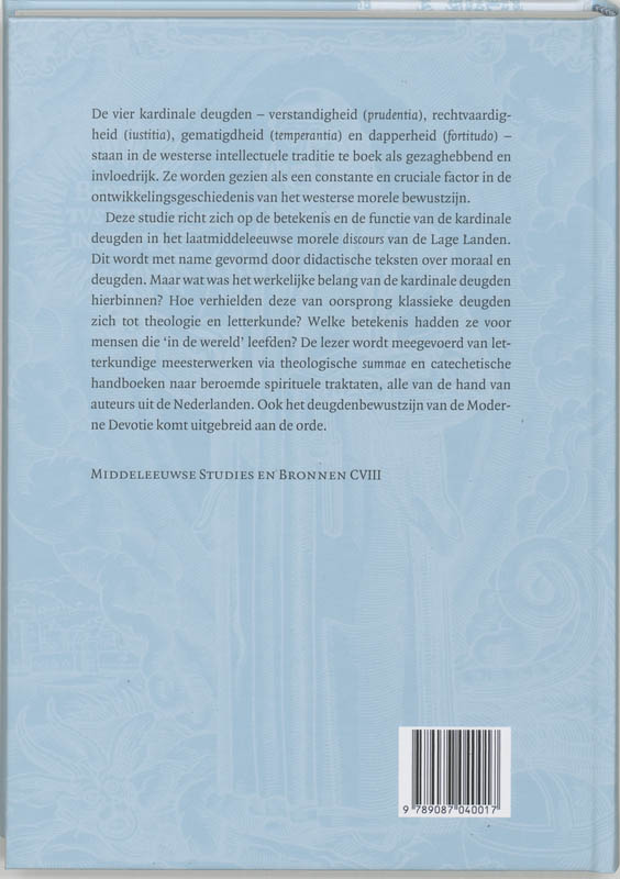 Achterkant van De kardinale deugden in de Lage Landen, 1200-1500