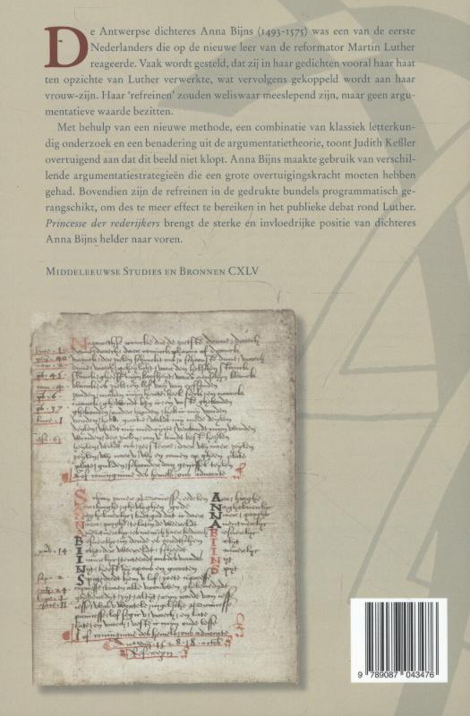 Achterkant van Princesse der rederijkers