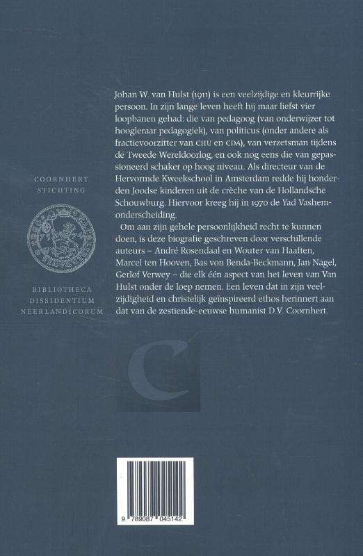 Achterkant van Johan W. van Hulst pedagoog, politicus, verzetsman